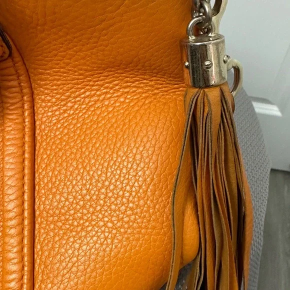 Authentic GUCCI Pebbled Calfskin Small Soho Top Handle Bag Curcuma- preowned - Picture 13 of 16